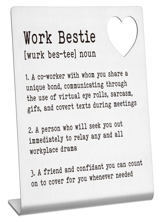 FTONENI Work Bestie Gifts for Women Funny Office Desk Decor Sign Going Away Gift Farewell Gifts Retirement Gifts Leaving Gifts for Coworkers Friendship Gift Work Bestie Definition Gifts - TZB14 - Image 1